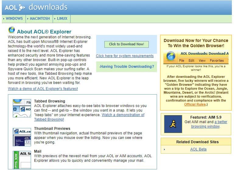 aol-explorer متصفحات اختفت نهائيًا بعد أن كانت تنافس بقوة