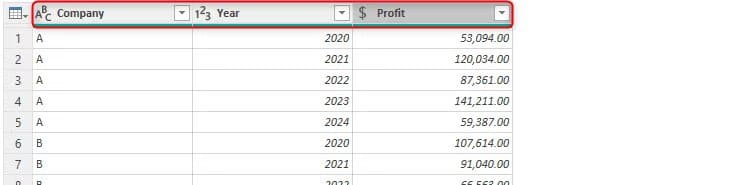 columns-in-excel-s-power-query-editor-are-renamed-and-reformatted-according-to-the-fields-they-represent أوامر في Power Query تُسهّل تنظيف وتحويل البيانات في Excel