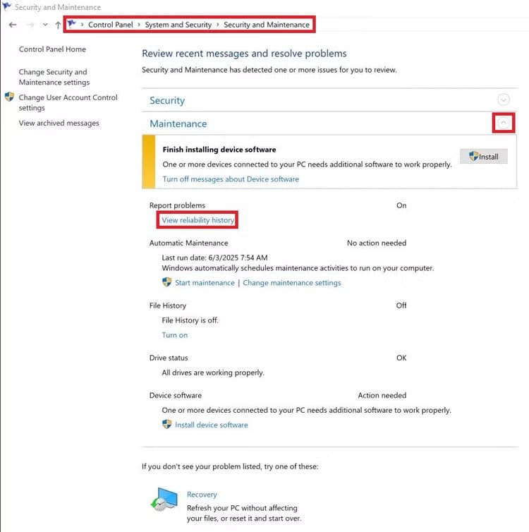 control-panel-reliability-monitor أداة مدمجة تساعدك على تشخيص مشاكل Windows 11 دون برامج خارجية