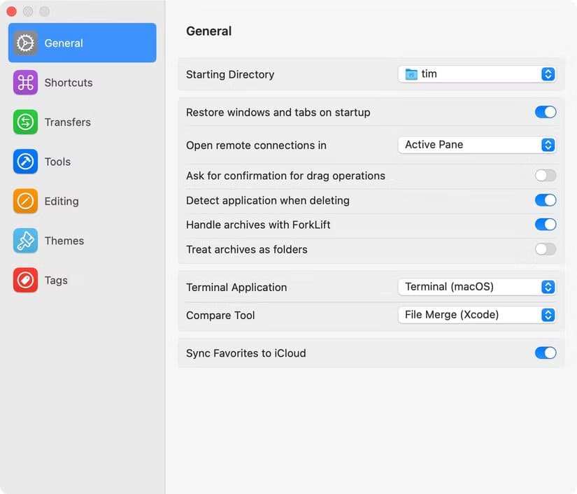 forklift-for-macos-with-settings-open مدير الملفات الذي يغنيك عن Finder على Mac