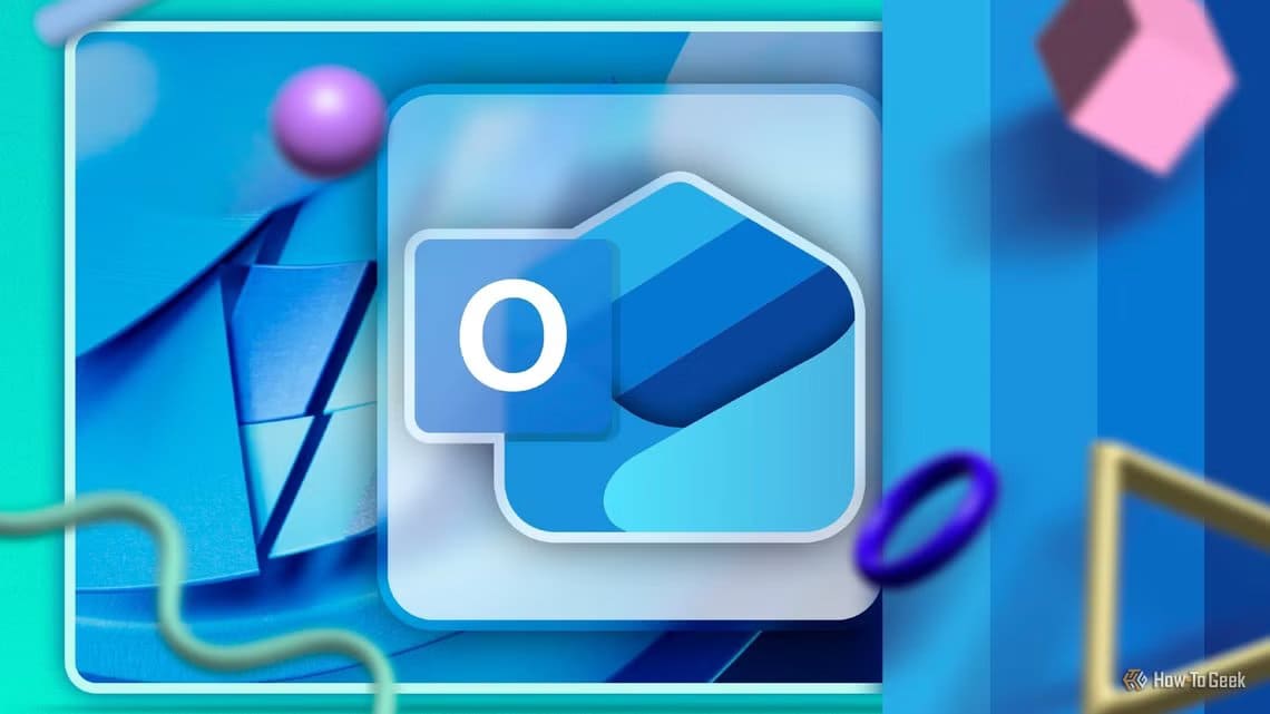 new-outlook-for-windows-logo-with-some-geometric-shapes-around-it حل مشكلة تعطل Outlook عند فتح الرسائل أو إنشاء بريد جديد