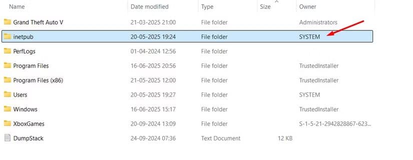 owner-column-in-the-file-explorer استعادة المجلد الهام في Windows بعد حذفه بالخطأ