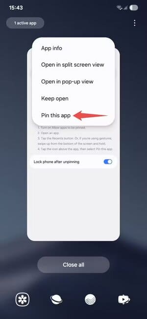 samsung-app-pinning-in-recents-page كيف تؤمن هاتف سامسونج من السرقة وحماية بياناتك الشخصية بخطوات بسيطة