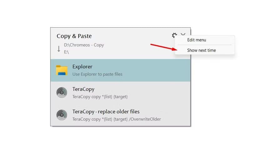 show-next-time-option-in-the-teracopy-confirmation-window ما أفضل أداة لنقل الملفات بسرعة على Windows ولماذا يفضل البعض تطبيقات قديمة