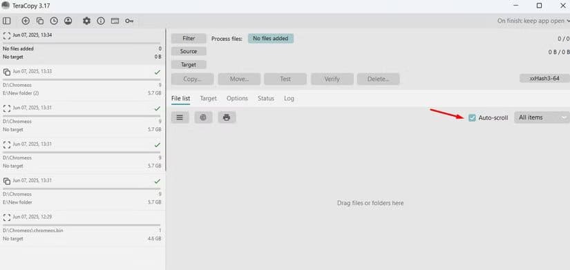 teracopy-auto-scroll-feature ما أفضل أداة لنقل الملفات بسرعة على Windows ولماذا يفضل البعض تطبيقات قديمة