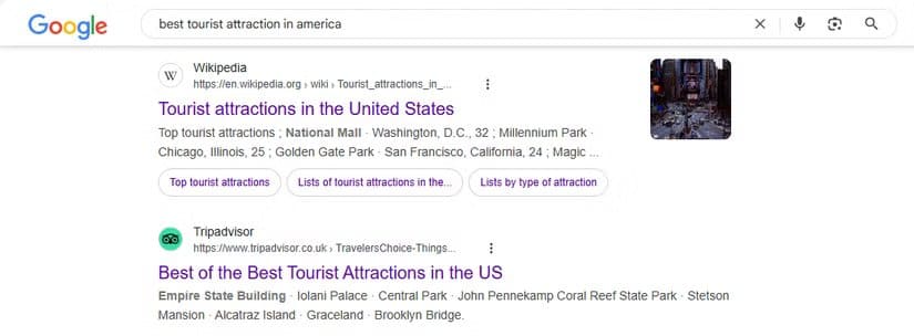 the-google-search-result-for-best-tourist-attraction-in-america أفضل 8 طرق للحصول على نتائج دقيقة عند البحث في Google