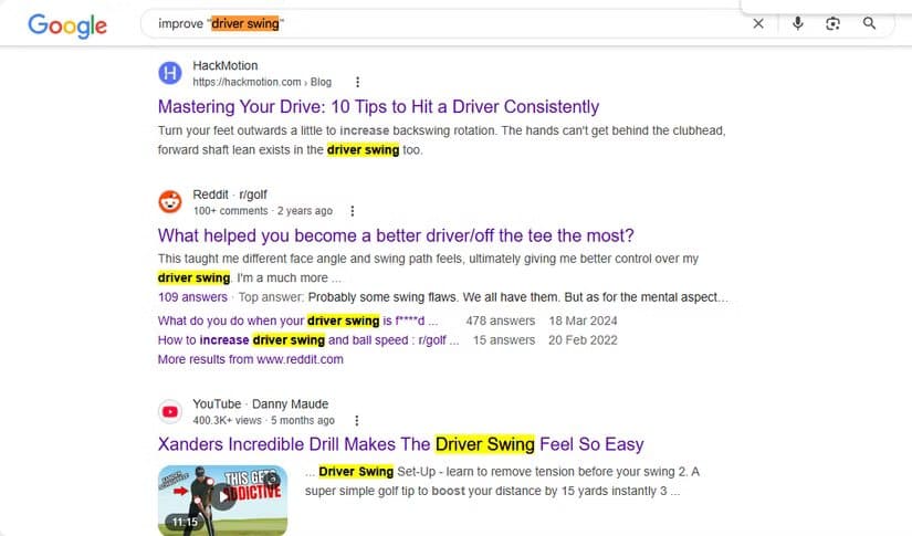 the-google-search-result-for-improve-driver-swing-with-driver-swing-in-inverted-commas أفضل 8 طرق للحصول على نتائج دقيقة عند البحث في Google