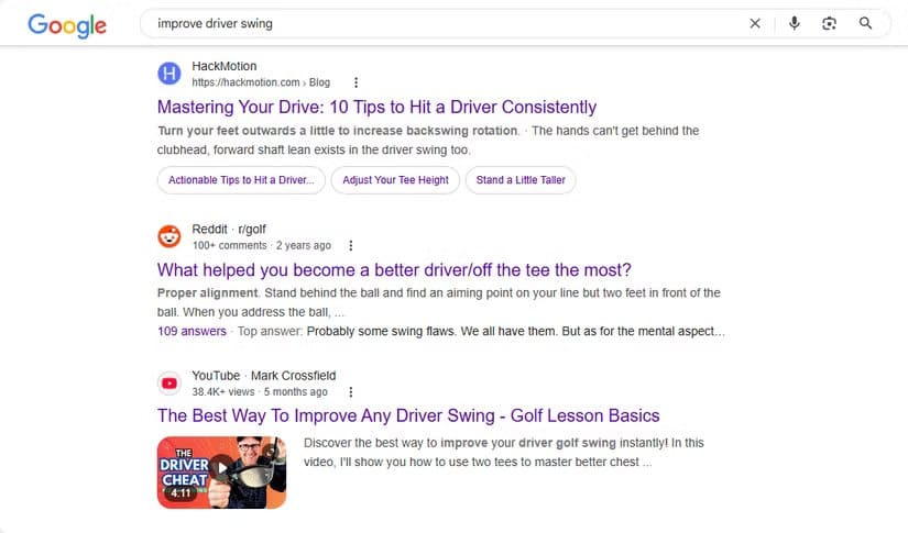 the-google-search-result-for-improve-driver-swing أفضل 8 طرق للحصول على نتائج دقيقة عند البحث في Google