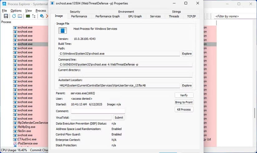 the-properties-window أداة من Microsoft توفّر تحكمًا متقدمًا في العمليات أفضل من Task Manager