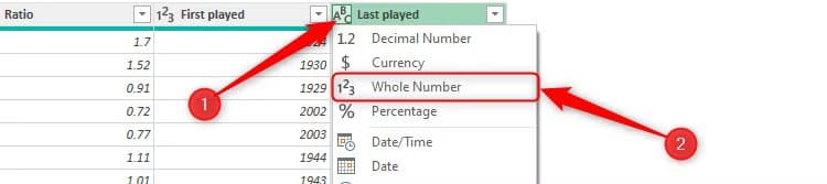 whole-number-is-selected-in-a-column-s-number-format-menu-in-excel-s-power-query-editor أوامر في Power Query تُسهّل تنظيف وتحويل البيانات في Excel