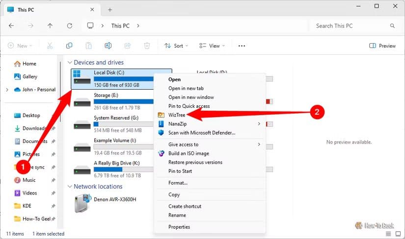 wiztree-on-c تحرير مساحة تخزين Windows 11 بسرعة وأمان