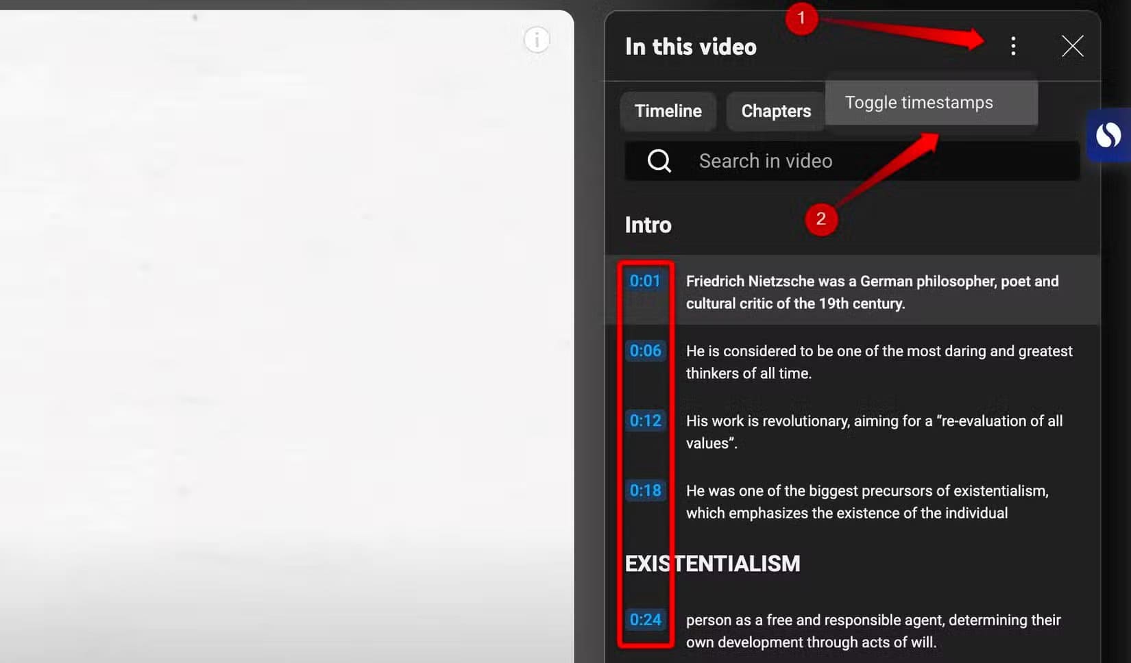 3-toggling-off-timestamps-to-declutter-the-transcript-window-on-youtube نصائح يوتيوب الأساسية التي يحتاجها كل مبتدئ