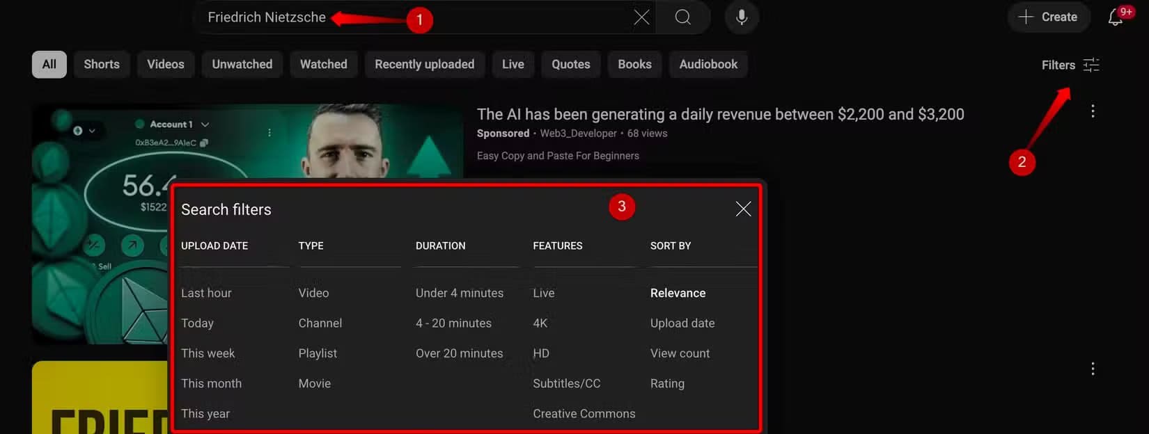5-using-filters-to-find-desired-video-on-youtube نصائح يوتيوب الأساسية التي يحتاجها كل مبتدئ
