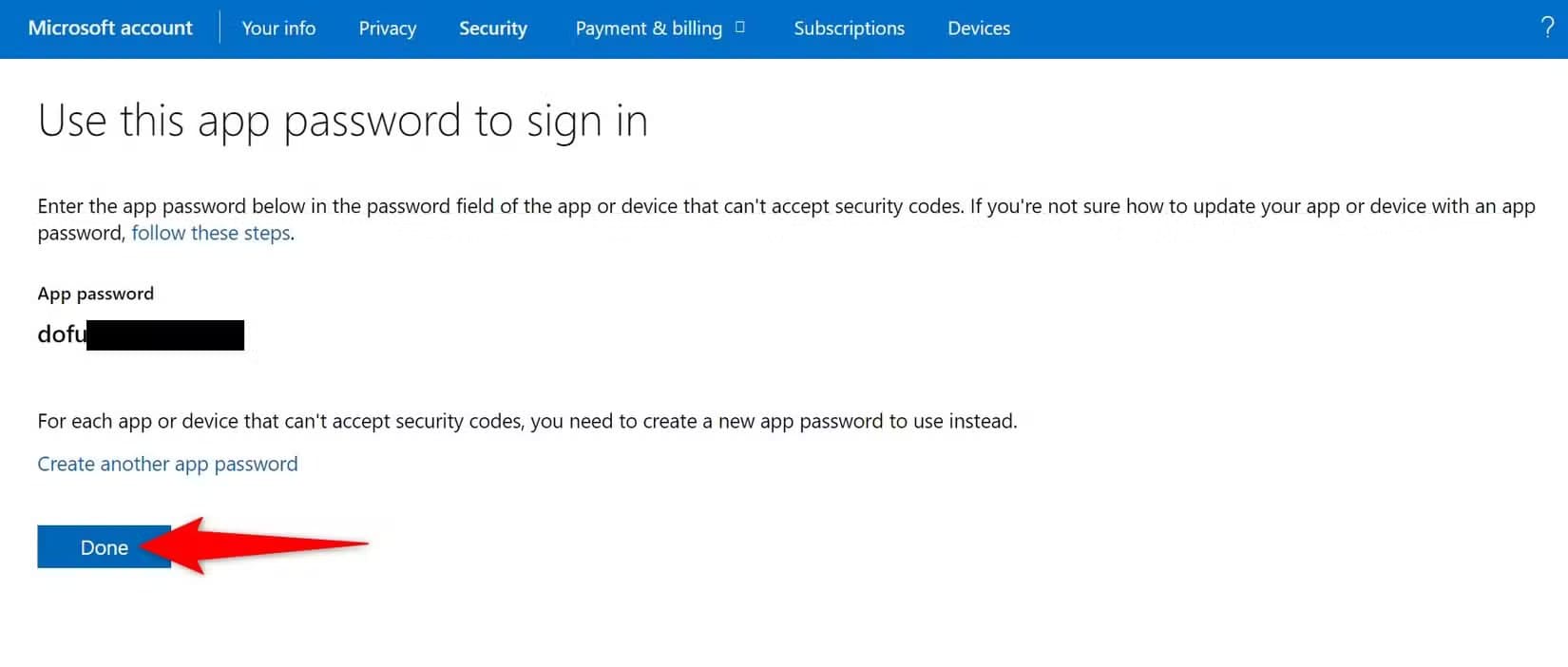 8-microsoft-app-password طريقة استعادة الحساب بعد توقف رمز التحقق الثنائي
