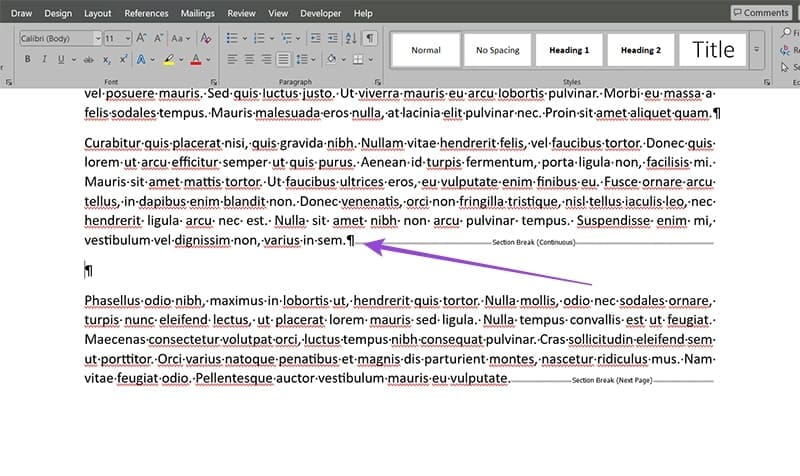 How-to-Remove-a-Section-Break-in-MS-Word-2 تخلّص من الصفحات الزائدة بسبب فواصل القسم في مستندك Word