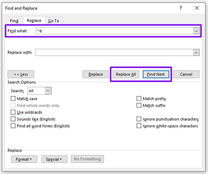 How-to-Remove-a-Section-Break-in-MS-Word-7 تخلّص من الصفحات الزائدة بسبب فواصل القسم في مستندك Word