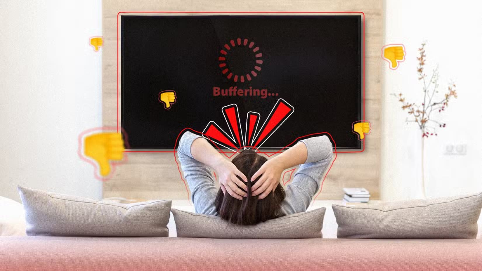 a-person-sitting-on-a-couch-angry-while-the-tv-is-buffering طرق مؤكدة تكتشف بها أن جودة البث لديك أضعف مما تبدو عليه