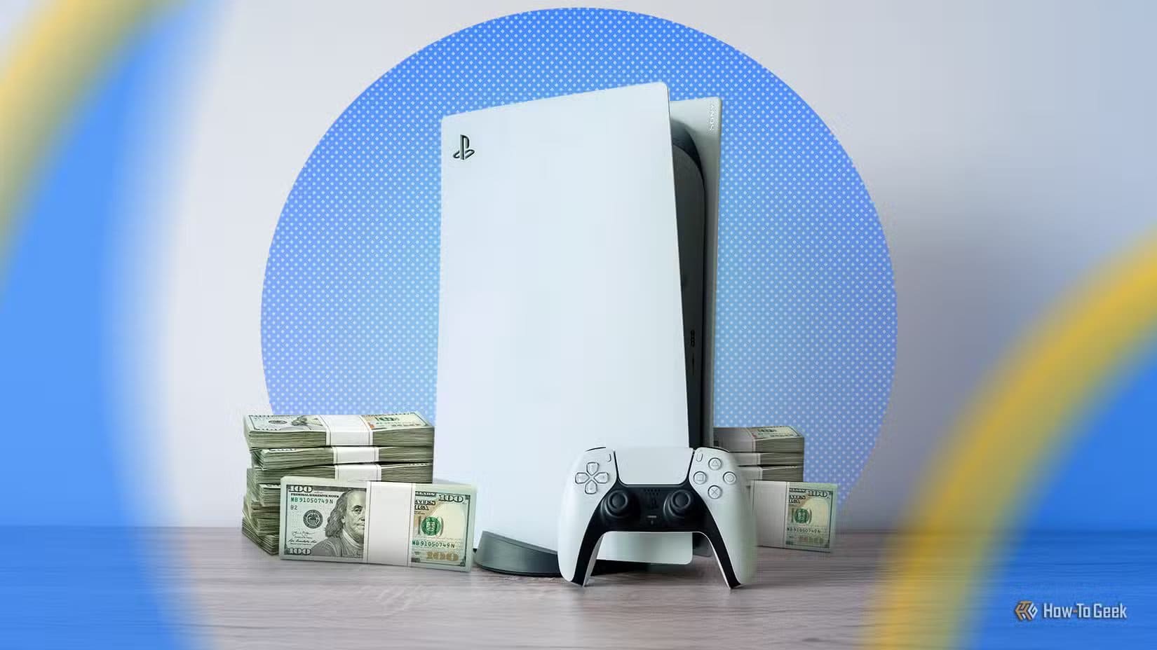 a-playstation-5-with-a-stack-of-money-beside-it لماذا تثير ألعاب الفيديو الحديثة مخاوف متزايدة لدى المستخدمين