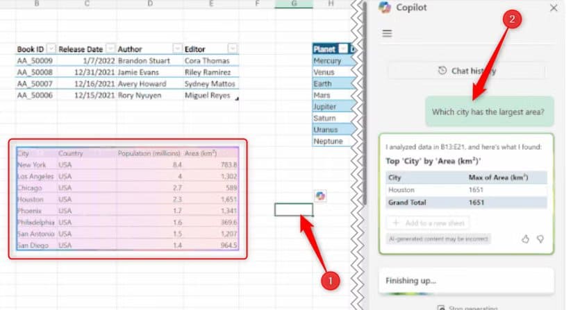 a-random-cell-is-selected-in-an-excel-workbook-a-query-is-entered-into-copilot-and-the-corresponding-table-is-selected-for-analysis ميزات رائعة في Excel ستغير طريقة عملك هذا الشهر