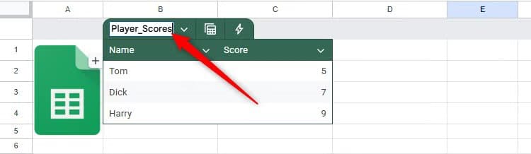 a-table-in-google-sheets-is-renamed-player_scores متى يكون Google Sheets أفضل من Microsoft Excel