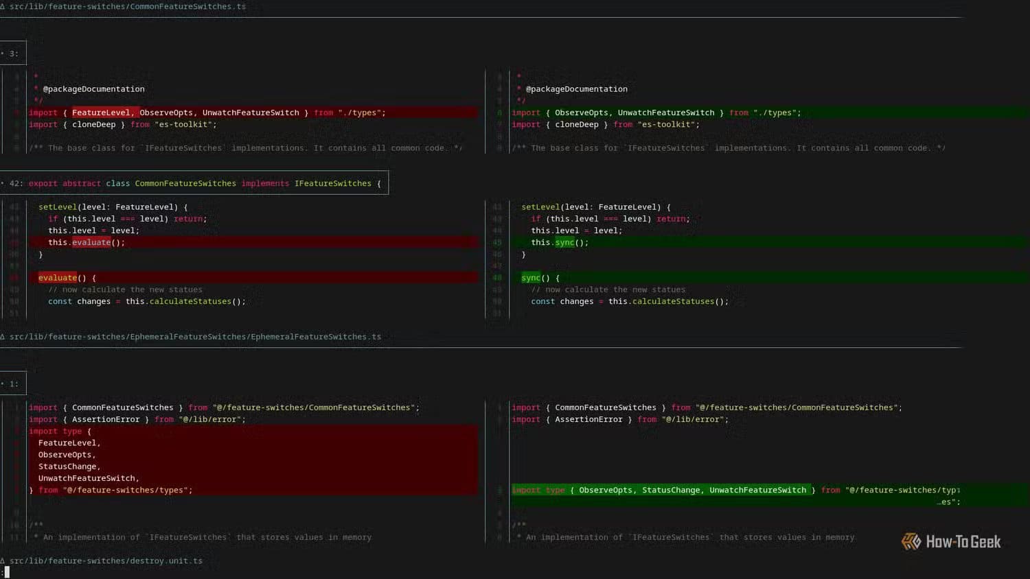 a-terminal-window-that-is-split-vertically-the-left-half-displays-deleted-code-highlighted-in-red-the-right-half-displays-added-code-highlighted-in-red-2 أفضل بدائل لأوامر Linux التقليدية لتحسين تجربة سطر الأوامر