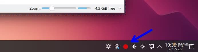 blue-arrow-pointing-to-a-red-dot-indicating-a-video-is-being-recorded-with-spectacle أداة مفتوحة المصدر تتيح تسجيل شاشة Linux بالصوت دون تعقيد