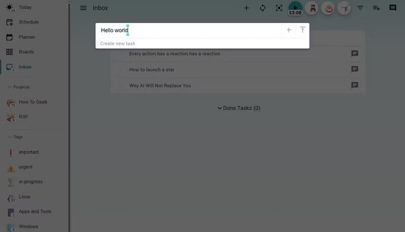 capturing-a-new-task-in-super-productivity-1 بديل مجاني مفتوح المصدر يغنيك عن تطبيقات الإنتاجية المدفوعة