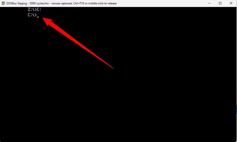 changing-from-the-z-drive-to-the-c-drive طريقة فعالة لتشغيل ألعاب DOS القديمة على Windows 11 بدون مشاكل توافق