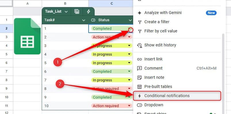 conditional-notifications-is-selected-in-a-cell-s-right-click-menu-in-google-sheets متى يكون Google Sheets أفضل من Microsoft Excel