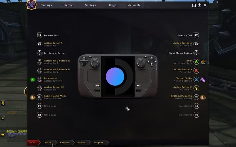 consoleport-configuration-in-world-of-warcraft طريقة تشغيل World of Warcraft على Steam Deck بدون مشاكل