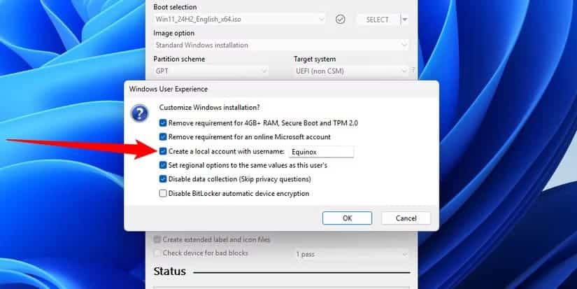 creating-a-local-account-with-rufus أشياء يجب أن تعرفها قبل الترقية إلى Windows 11 لتفادي المشاكل الشائعة