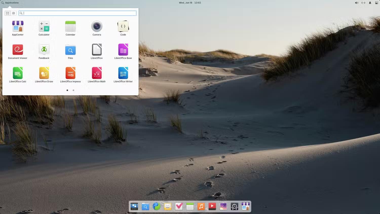 elemantary-app-drawer أسهل توزيعات Linux مناسبة للمبتدئين