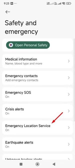 emergency-location-service-option-in-the-personal-safety-app إعدادات طوارئ يجب تفعيلها فورًا على كل هاتف Android لحمايتك في المواقف الخطيرة