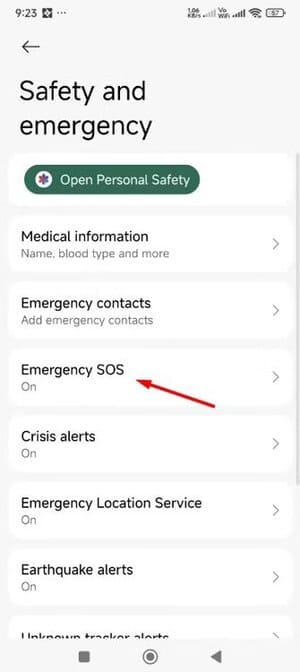 emergency-sos-option-in-the-personal-safety-app إعدادات طوارئ يجب تفعيلها فورًا على كل هاتف Android لحمايتك في المواقف الخطيرة