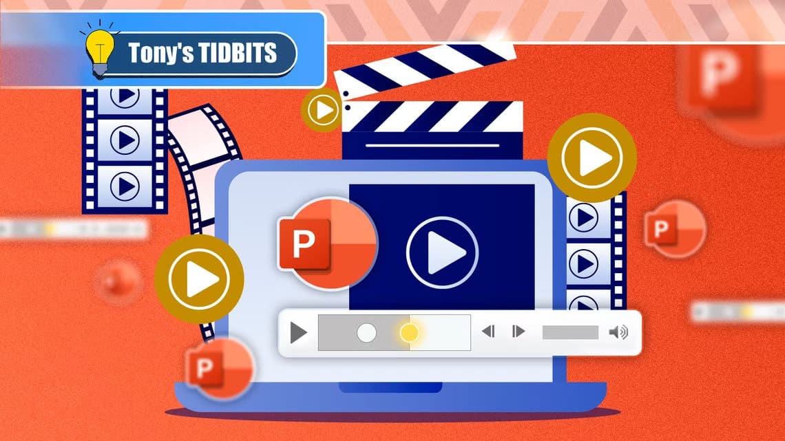 illustration-of-a-laptop-with-audio-and-video-icons-a-player-with-bookmarks-and-multiple-powerpoint-logos-around-it طرق تجعل عرضك التقديمي في PowerPoint يبدو احترافيًا دون خبرة في التصميم