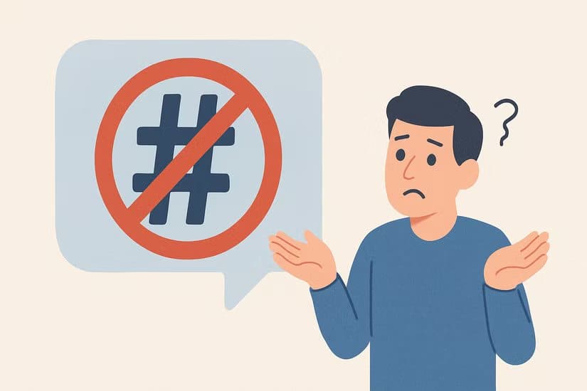 illustration-of-a-man-looking-at-a-sign-with-a-crossed-out-hashtag كيف تعرف أنك محظور على وسائل التواصل الاجتماعي