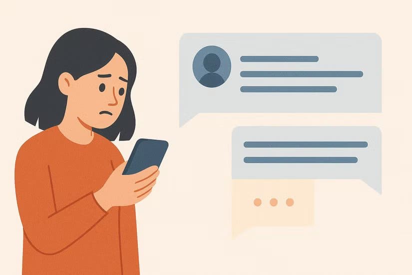 ilustration-of-woman-looking-at-hidden-social-media-replies كيف تعرف أنك محظور على وسائل التواصل الاجتماعي