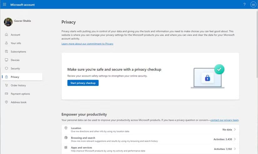 microsoft-privacy-dashboard طريقة معرفة كل البيانات التي تجمعها Microsoft عنك وحذفها بالكامل