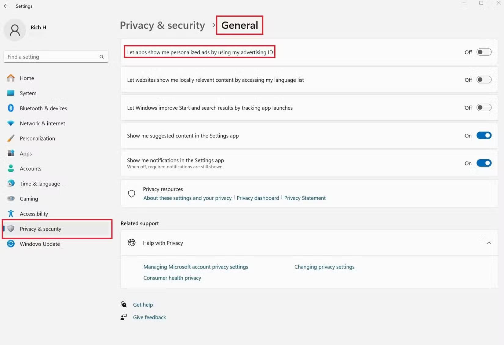 personalized-advertising-windows-11-1 إعدادات يجب تعديلها في Windows 11 لتحمي خصوصيتك