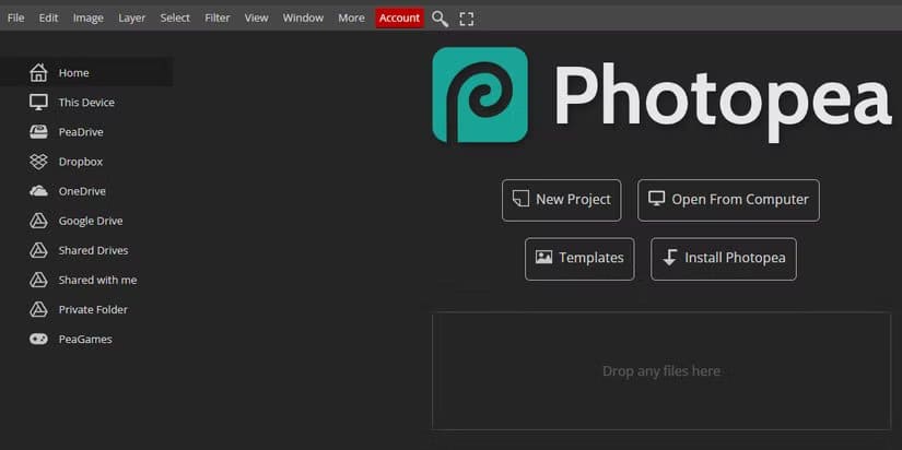 photopea-main-interface كيف أحرر صوري على Chromebook بدون Photoshop باستخدام هذه الأدوات المجانية