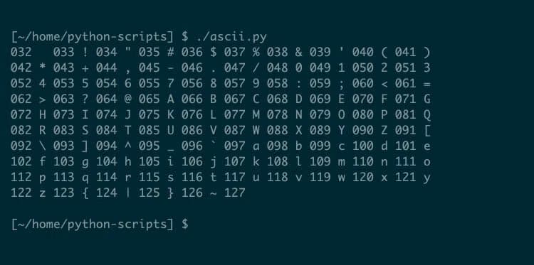 python-scripts-ascii أهم نصوص Python التي تحتاجها لتبدأ البرمجة بسهولة