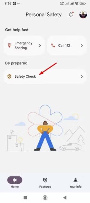 safety-check-option-in-the-personal-safety-app إعدادات طوارئ يجب تفعيلها فورًا على كل هاتف Android لحمايتك في المواقف الخطيرة