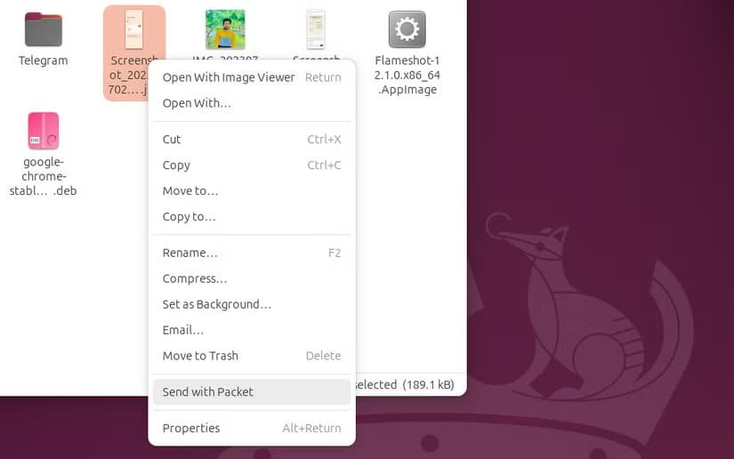 sending-files-through-send-with-packet-option-of-packet-linux-client طريقة مباشرة لنقل ملفات Android إلى Linux دون استخدام كابلات