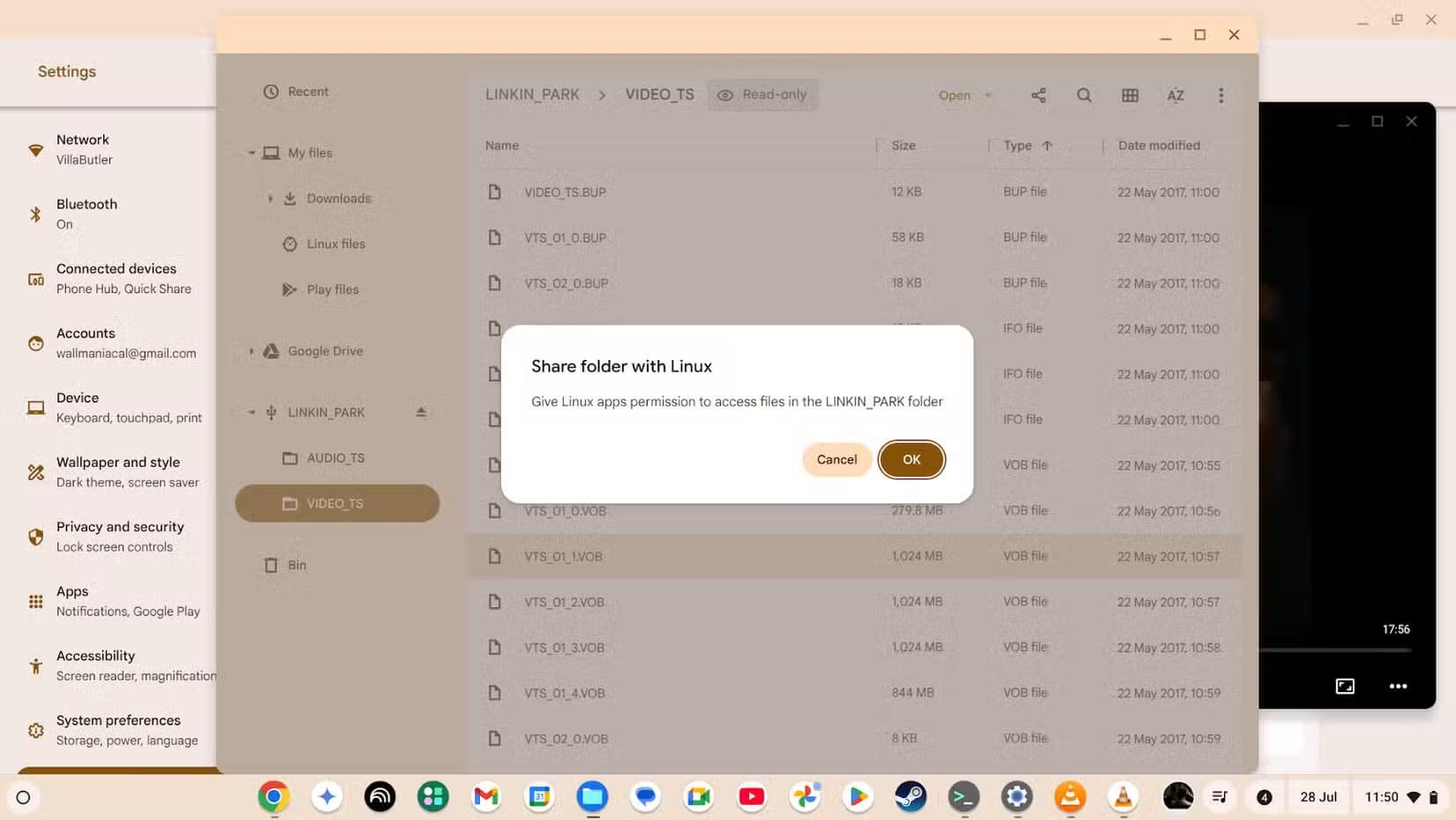 sharing-a-dvd-drive-with-linux-in-chromeos تشغيل أقراص DVD على Chromebook غير ممكن بهذه الطريقة