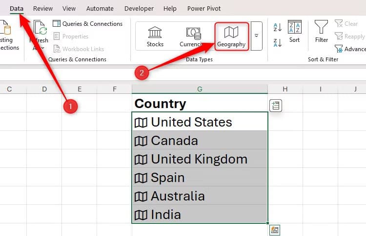 some-cells-in-excel-are-converted-to-the-geography-linked-data-type ميزات رائعة في Excel ستغير طريقة عملك هذا الشهر