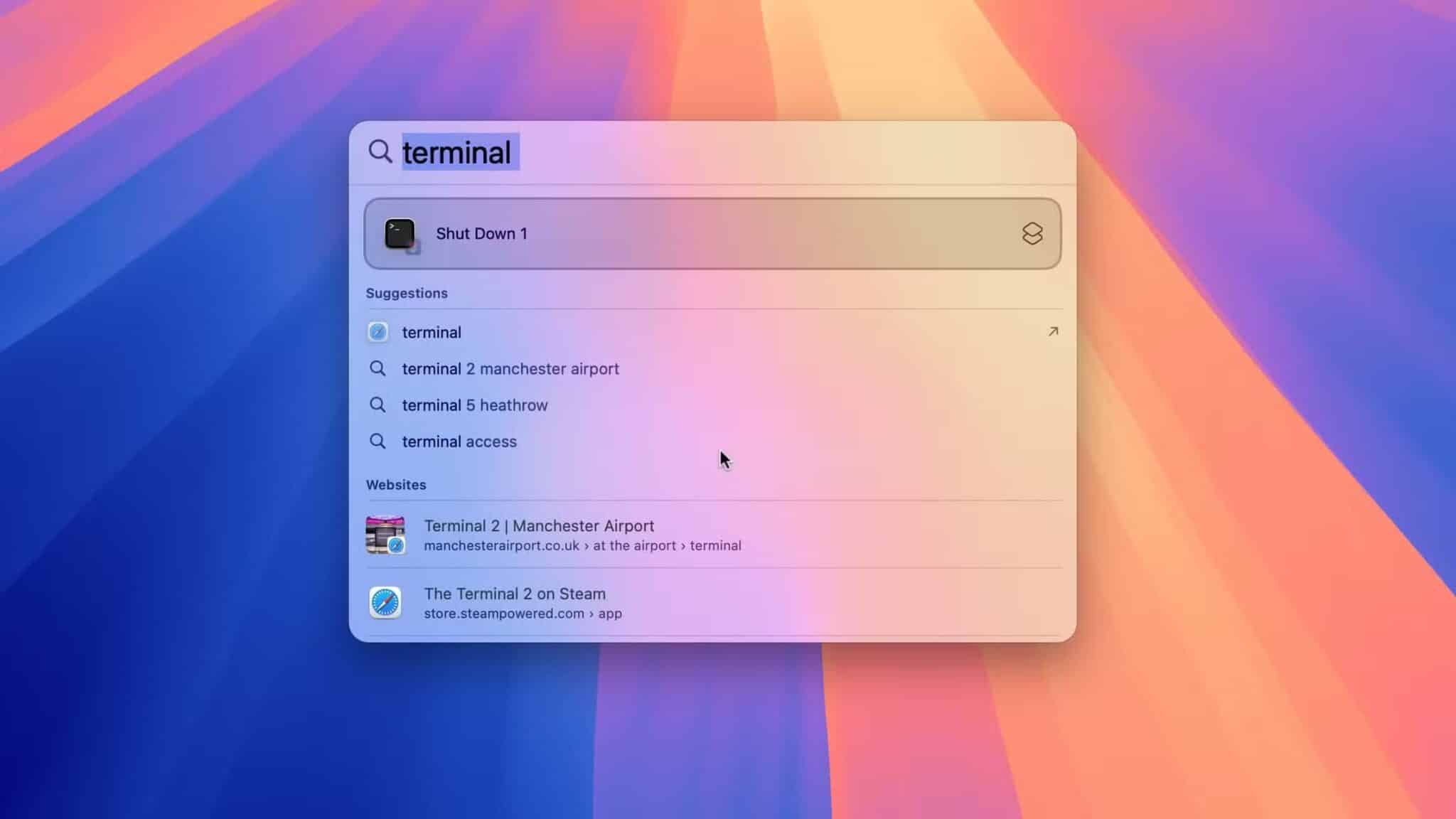 spotlight-on-mac-with-terminal-entered-in-the-search-field-but-no-terminal-app-results-displayed-scaled حل مشكلة اختفاء التطبيقات من Spotlight في Mac