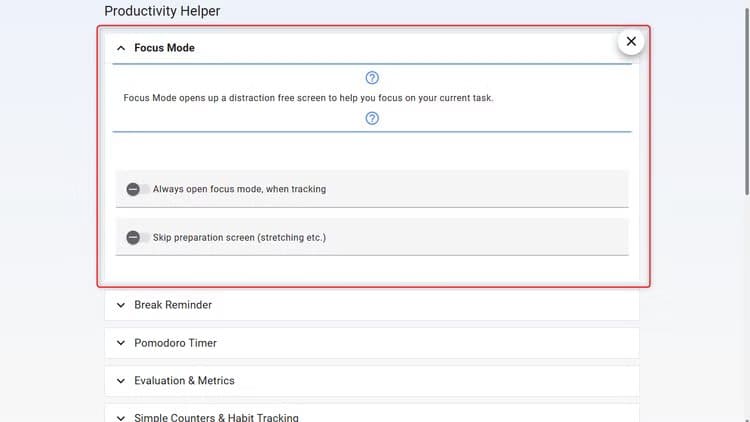 super-productivity-focus-mode-settings-1 بديل مجاني مفتوح المصدر يغنيك عن تطبيقات الإنتاجية المدفوعة