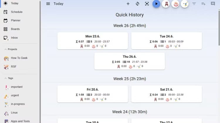 super-productivity-quick-history-analytics-overview بديل مجاني مفتوح المصدر يغنيك عن تطبيقات الإنتاجية المدفوعة