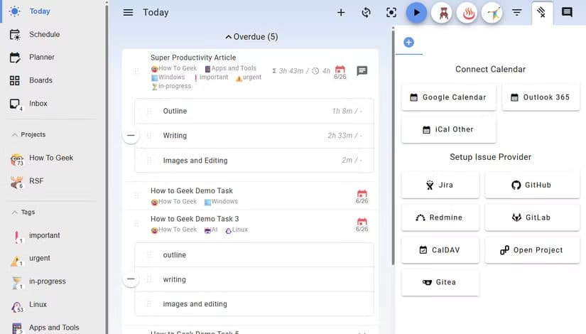 super-productivity-third-party-integrations-1 بديل مجاني مفتوح المصدر يغنيك عن تطبيقات الإنتاجية المدفوعة