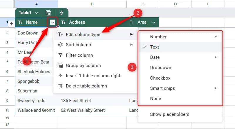 the-data-type-of-a-column-of-data-in-a-formatted-table-in-google-sheets-is-selected-as-text تحويل صورة تحتوي على جدول إلى Google Sheets بسهولة